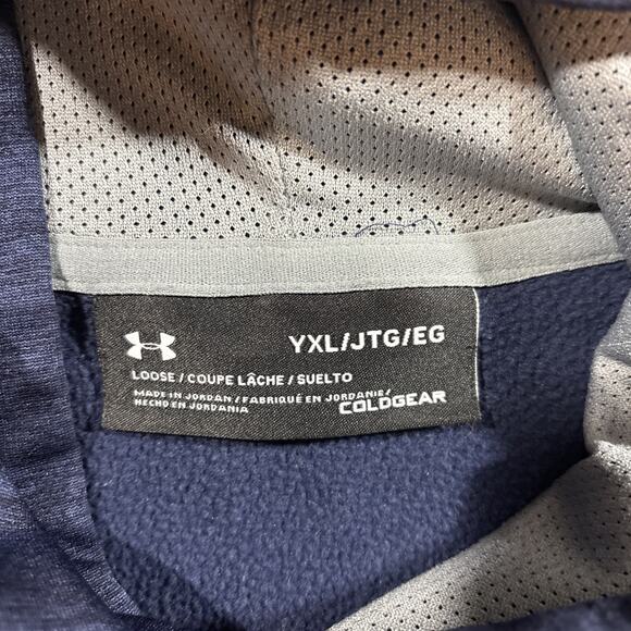 Under Armour ColdGear Hoodie YXL Boys Blue Loose Fit Big Logo Pullover - Picture 4 of 6